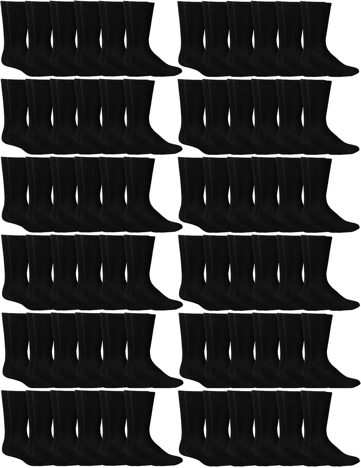 72 Pairs of Men's Premium Cotton Crew Socks Black Size 10-13 - Mens Crew Socks
