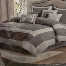 Madison Park 7pc King Noah Microsuede Comforter Set Gray Modern Bedding