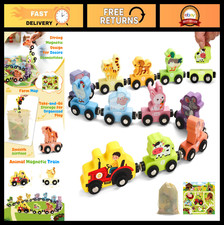 Montessori Wooden Magnetic Animal Train Set - 11 Pieces Educational STEM Toy for