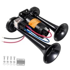 Electric Air Horn for Truck 150dB Super Loud Black Horns Dual 12v Black A