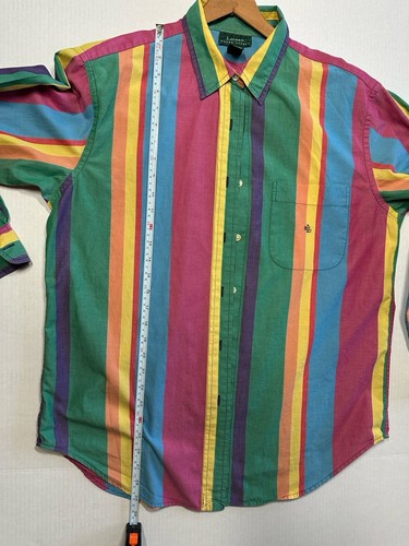 Vintage Polo Ralph Lauren Button Down Shirt Colorful Striped Block 80-90s Bright - Picture 4 of 6