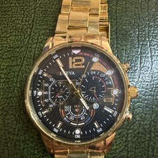 Eneva Gold Men's Quartz Wristwatch with New Battery.  