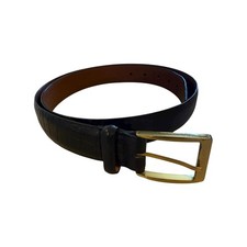 Brighton Men's Black Croc Embossed Leather Belt Size 40 Gold Buckle Made in USA
