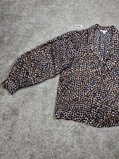 Topshop Polka Dot Blouse in Brown and Black, UK Size 12