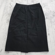 Vintqage 60s Century Skirt Womens XS Black Wool Pencil Lined Side Metal Zip Goth