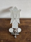 Mirrored Candle Wall Sconce Vintage Style Engraved Etched Flower Design