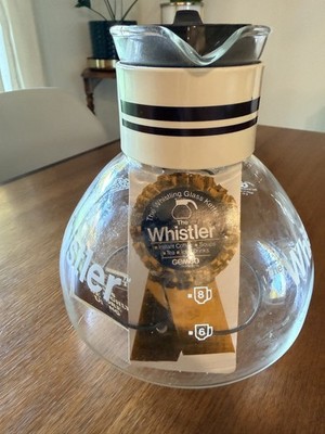 Vtg Gemco The Whistler Teapot Kettle Coffee 8 Cup Glass USA