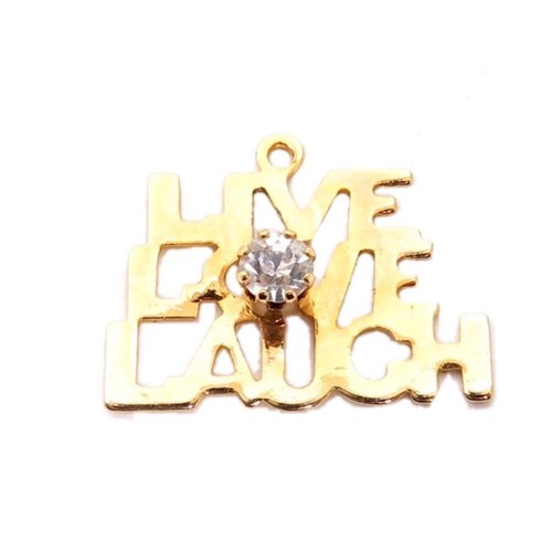 Gold LIVE LOVE LAUGH Rhinestone Pendant