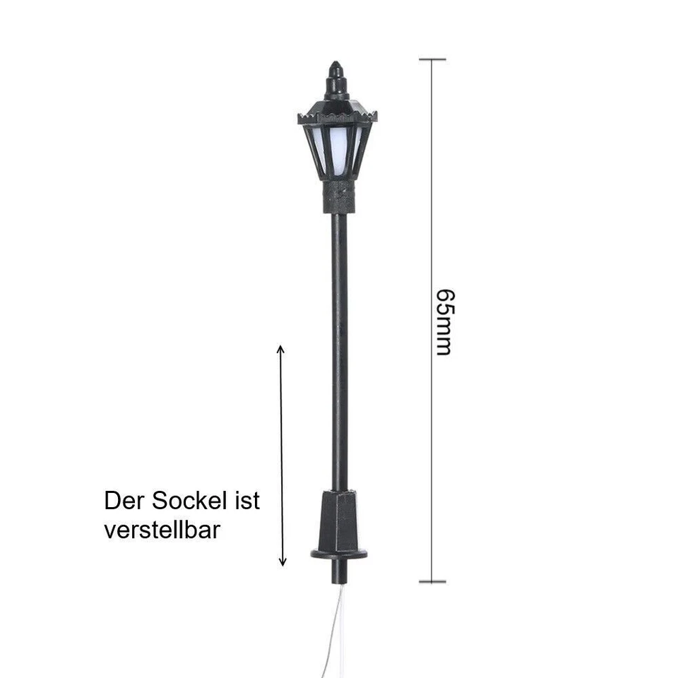 LED Straßenlampen H0 Laterne Leuchten 6,5cm 12-19V Modelleisenbahn 10 Stück S731 - Bild 2 von 4
