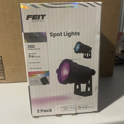 Feit RGBW Smart Spotlights 250 Lumen  Voice-Controlled, Outdoor Rated 2pk