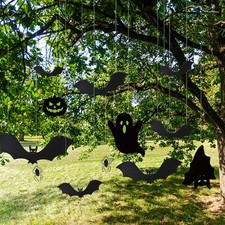 14 PCS Halloween Hanging Bats,Halloween Party Outdoor Lawn Yard Black