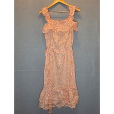 Michael Michael Kors Orange White Striped Ruffle Midi Dress QS2810L577 New No T