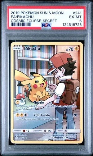 Pikachu (Secret) 241/236 Sm-Cosmic Eclipse Holo PSA 6