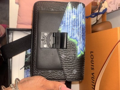 New MCM $400Black Floral Visetos MILLIE TECH Crossbody Purse Belt Bag