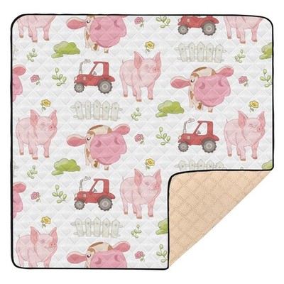 KICPOAY Baby Play Mat Cute Farm Cow Pig and Tractor 50 x 50 Playpen Mat Baby ...