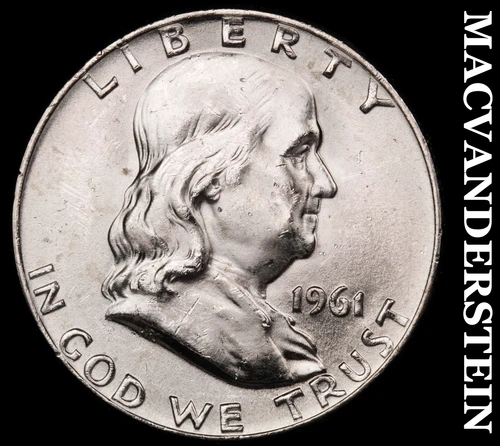 1961-D Silver Franklin Half Dollar - Ch Gem Brilliant Unc++++  Lustrous  #G9011