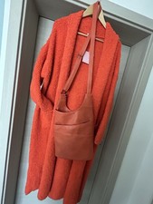Damen Strickjacke Strickmantel Cardigan Orange Italy Mode Neu & Umhängetasche