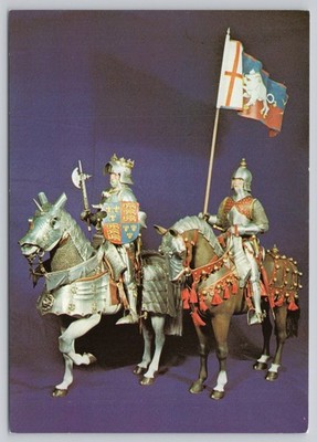 King Richard III & Standard Bearer Bosworth Battlefield Postcard 1985