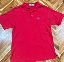 VINTAGE Chemise Lacoste Red Polo Shirt L Short Sleeve Collared Embroidered Logo