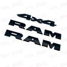 3PCS Kits 2019-2025 Black RAM Side Door Ram Emblem 4X4 Badge for RAM1500 Mopar