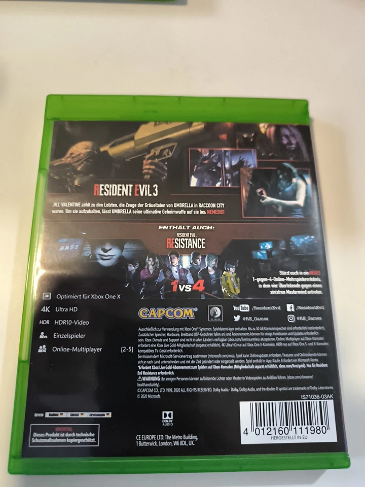 🎮Resident Evil 3🎮 - 100% UNCUT, USK18 [Xbox One] Series X /S Top Zustand 👍🏻 - Bild 3 von 3