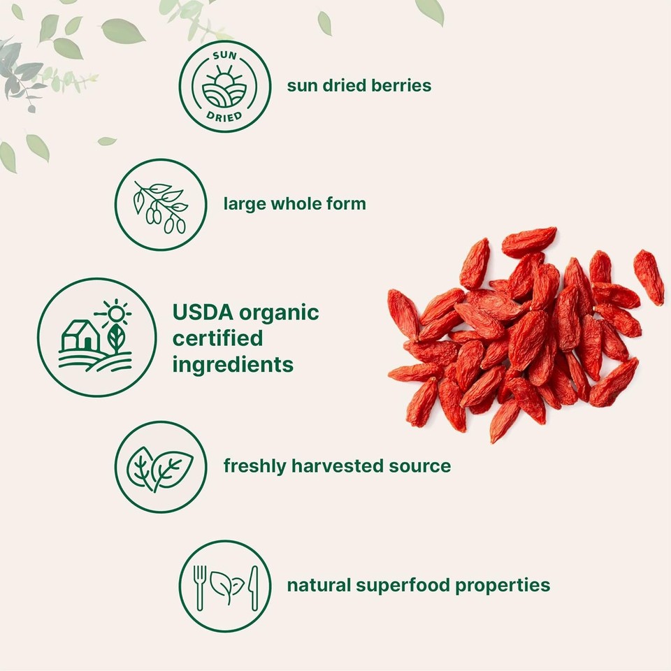 Food To Live Goji Berries – Sun-Dried, Large & Juicy, Unsweetened, Vegan, Bulk (Pantry)