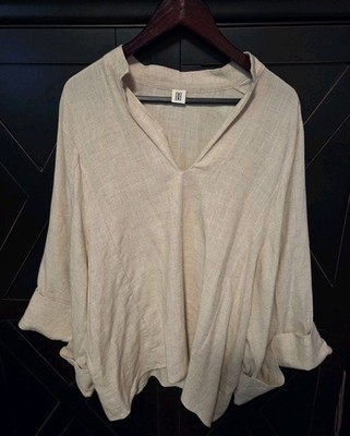 By Malene Birger Wide-Sleeve Linen Blend Blouse S 40 US 10 Lagenlook Minimalist