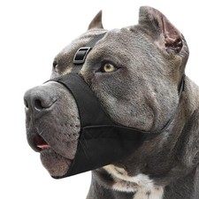 Mayerzon Pitbull Muzzle, Soft Dog Muzzle with L Snout Cir: 9.75"-11" , Black