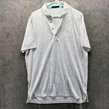 Greyson Polo Shirt Mens Large White Floral Print Golf Performance Patterned