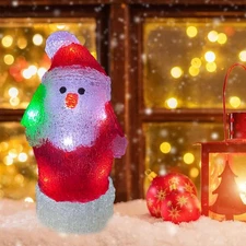 Anycosy Christmas Lighted Acrylic Santa Decoration,Rotating Battery Operated ...