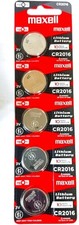 5x Maxell CR2016 Lithium 3V Batteries - Genuine Original Japanese Coin Cell - Ex