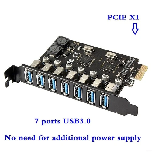 7 Ports PCI Express auf USB Erweiterungskarte Adapterkarte PCIE USB 3.0 Karte,
