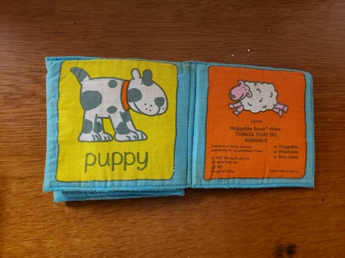 Vintage Cloth Fabric Children's Animal Lion Chicken Rabbit Elephant Book - Picture 3 of 4
