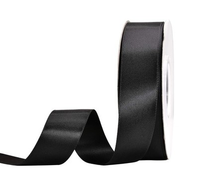 YAMA Black Double Faced Satin Ribbon 1 Inch Continuous 25 1'' 25yds,