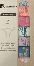 No Boundaries XL 16-18 Mid-Rise Thong Panties 7 Pair 7 Days Of The Week Pack