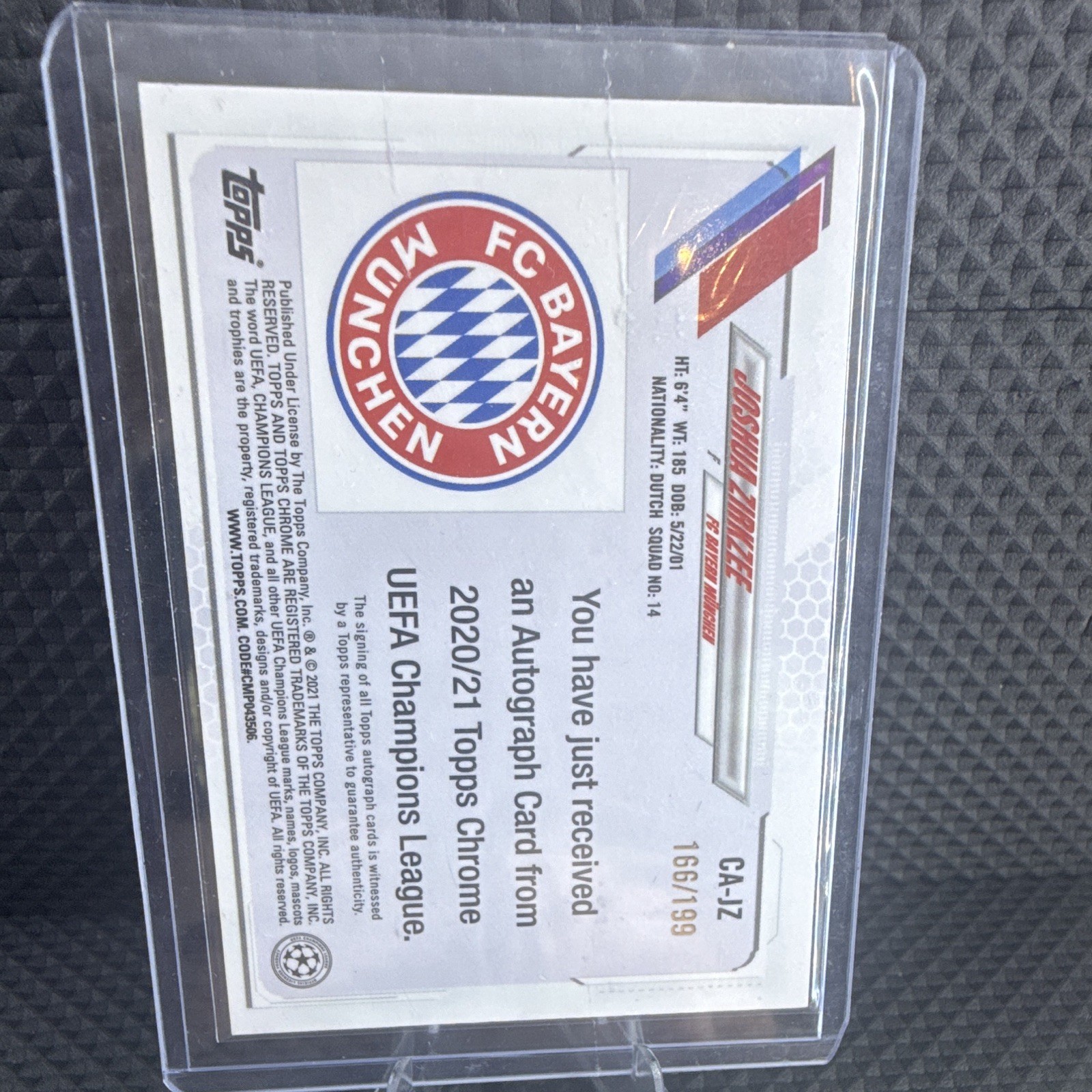 Topps 2020-21 Chrome UCL Chrome Autographs Joshua Zirkzee #CA-JZ Aqua /199 Auto view 2