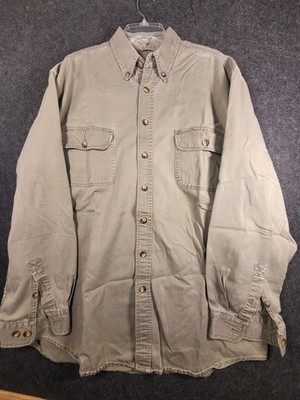 C.E. Schmidt Work Shirt Men's  XLT Khaki Tan Workwear Long Sleeve Button Down