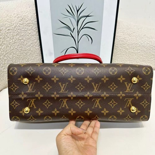 Louis Vuitton Tuileries Monogram Canvas Handbag with Red Leather Handles - Picture 6 of 13