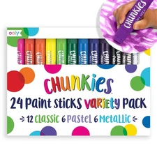 Ooly Chunkies Paint Sticks Set 24 Count Non Toxic Metallic Quick Dry No Mess