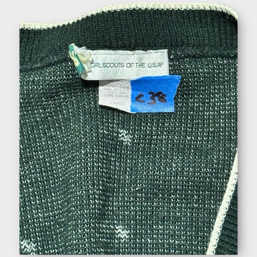 Vintage Girl Scouts Of America Cardigan Sweater Green Polka Dot Grand Pachic Y2K - Picture 3 of 3