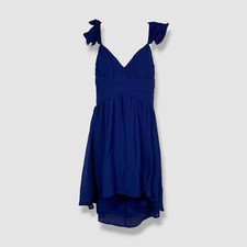 City Studio Juniors' Women's Blue V-Neck Lace-Up Back Dress Size 9-10