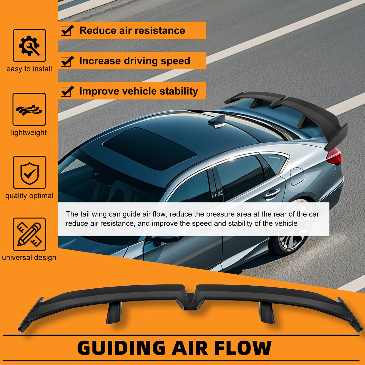 For Hyundai Veloster Turbo 54 Rear Trunk Spoiler Tail Wing Matt Black PRO Style
