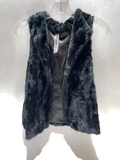 Girl's Black Fur Vest Size XL Brand BEAUTEES