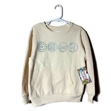 Marvel Sweatshirt Boys Size 6 Beige Kangaroo Pocket Spiderman New with Defect