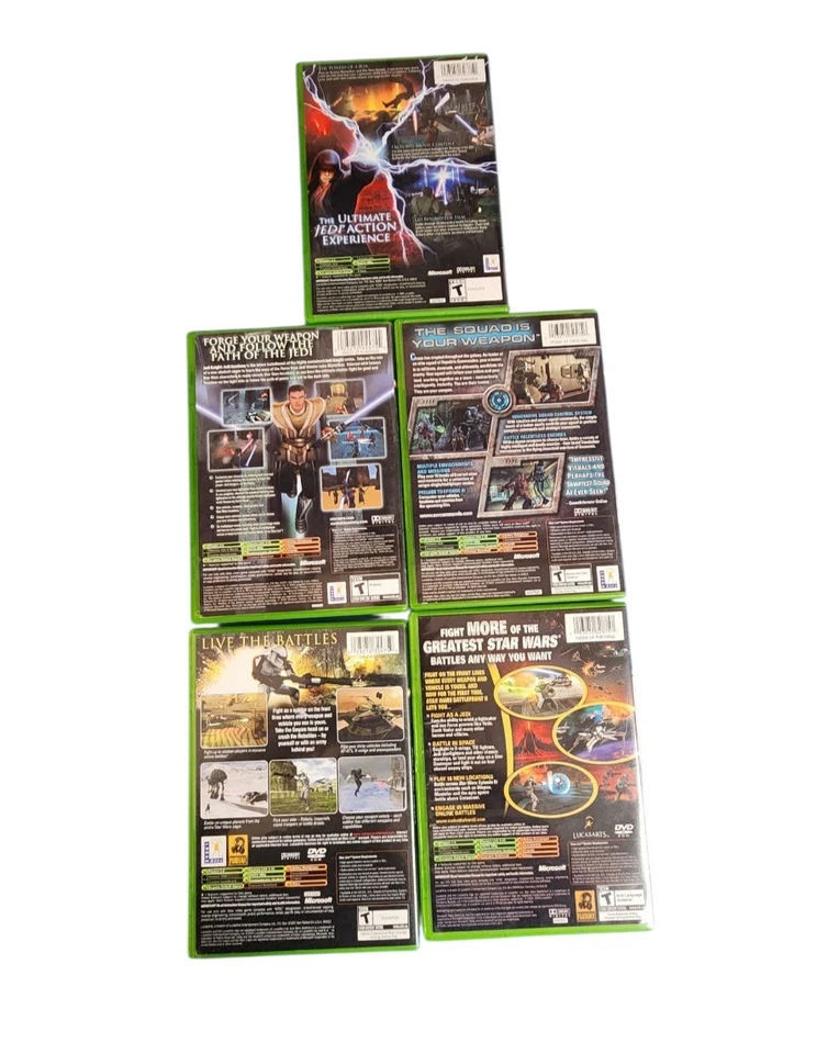 Lote 5 Star Wars Xbox Juego Paquete Caballeros Jedi, Comando de la República, Frente de Batalla, Rev Foto 2 de 4