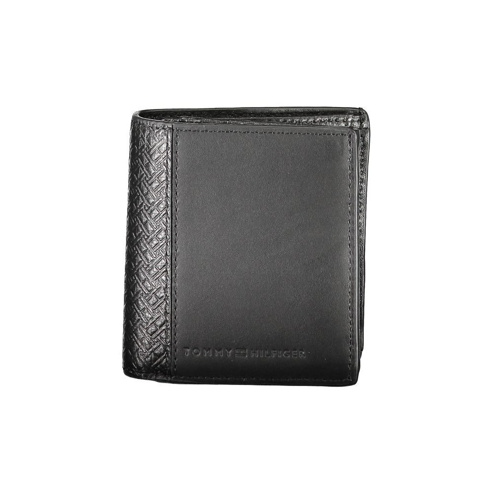 Tommy Hilfiger Mens Black Leather Wallet Stylish Slim Bifold Design