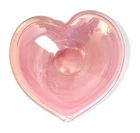 VTG Murano Art Glass Bowl Pink Heart Shaped Lavorazione Made in Italy