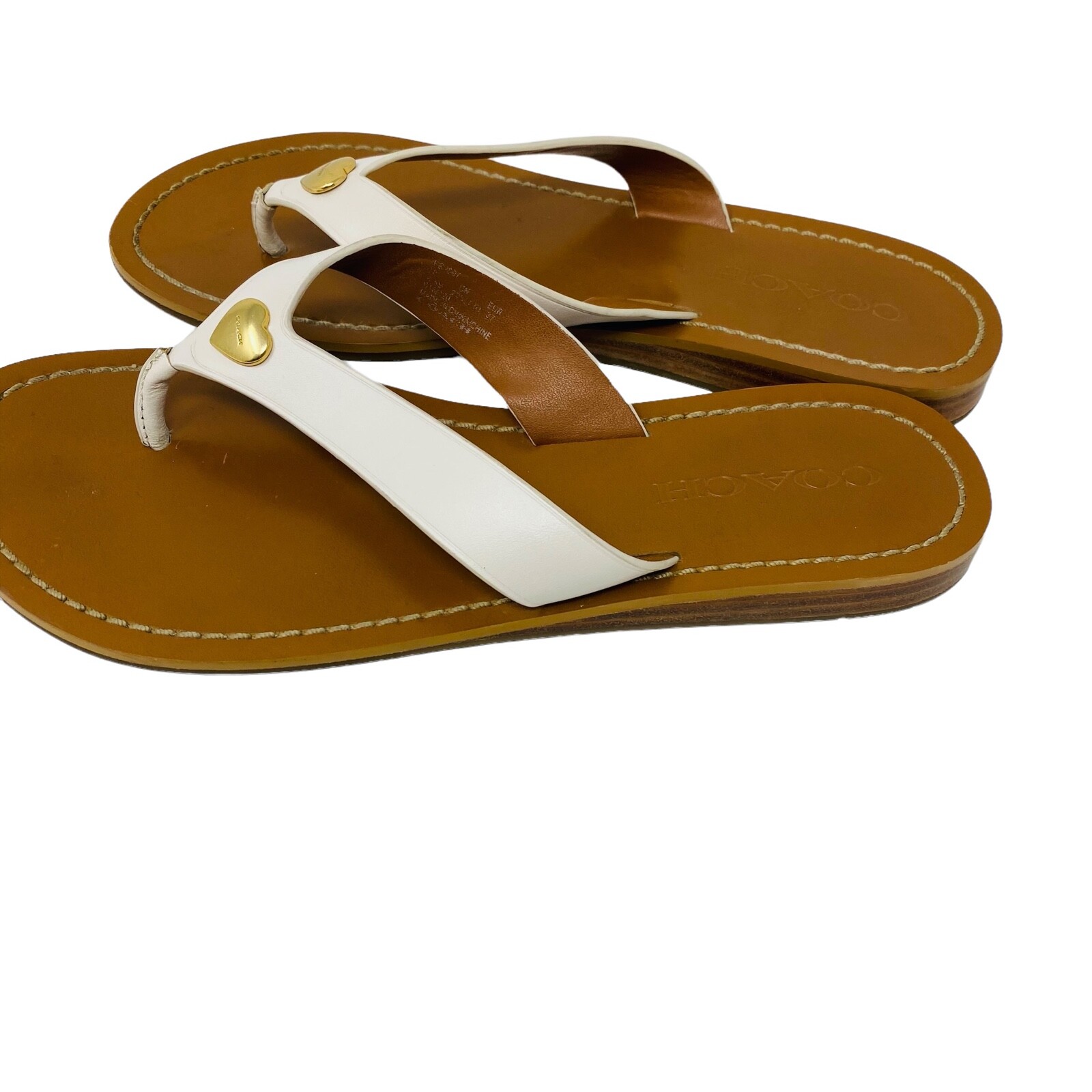 Coach Ellis Leather Thong Flat Sandal Size 6.5 EUR 37… Gem