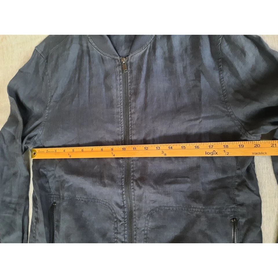 Chaqueta Mossimo Hombres Mediana Ligera Cremallera Completa Sin Cuello Azul Marino Lino Puro Foto 4 de 4