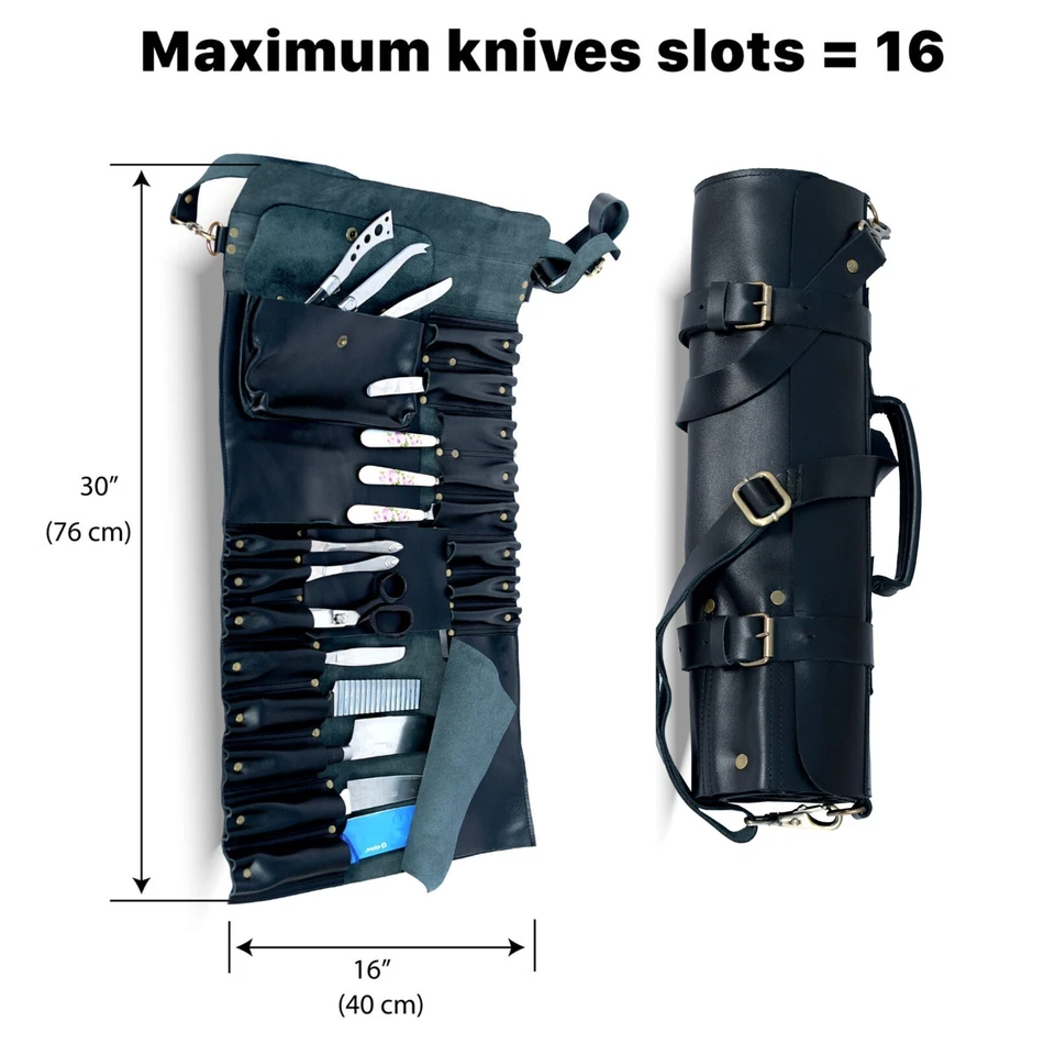 Personalized Leather Knife Roll for Chef,  Knife Storage Roll, Gift for Chef - Image 2 of 4